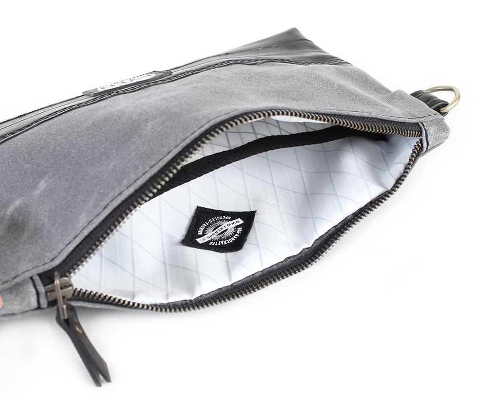 waxed canvas and x-pac clutch