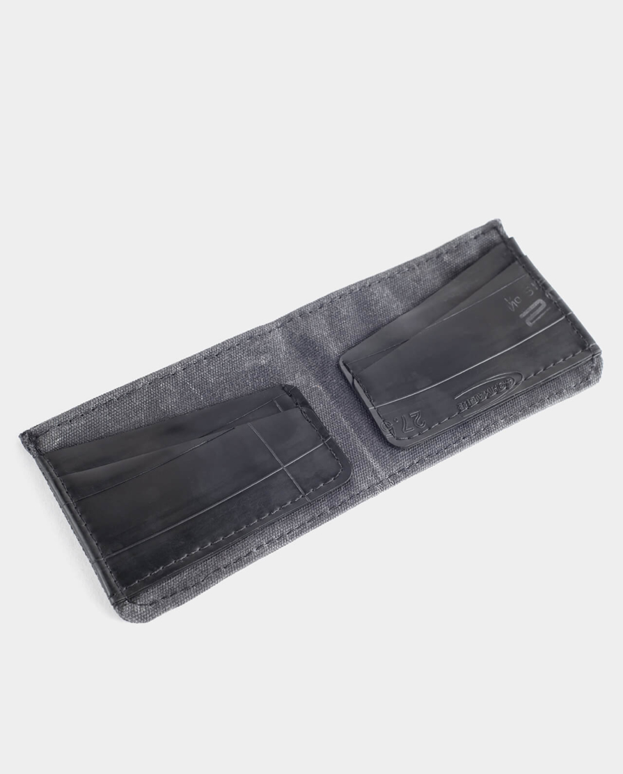 waxed canvas and inner tube bi fold wallet