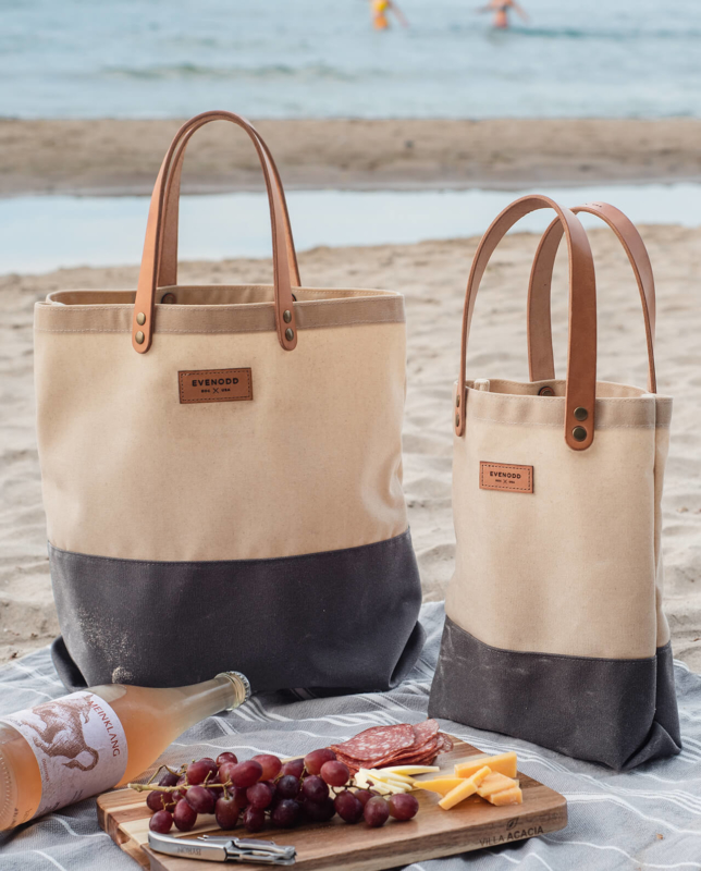 Colorblock Everyday Tote: Waxed Canvas and Leather