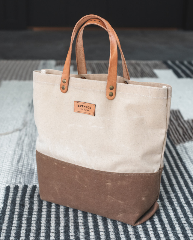 Colorblock Everyday Tote: Waxed Canvas and Leather