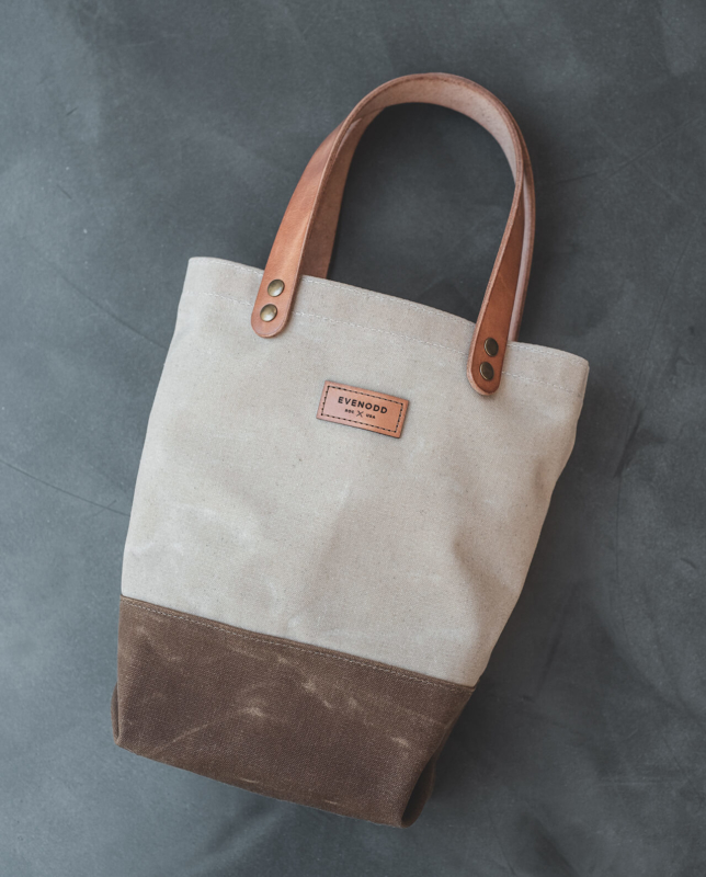 Colorblock Wine Tote: Waxed Canvas and Leather