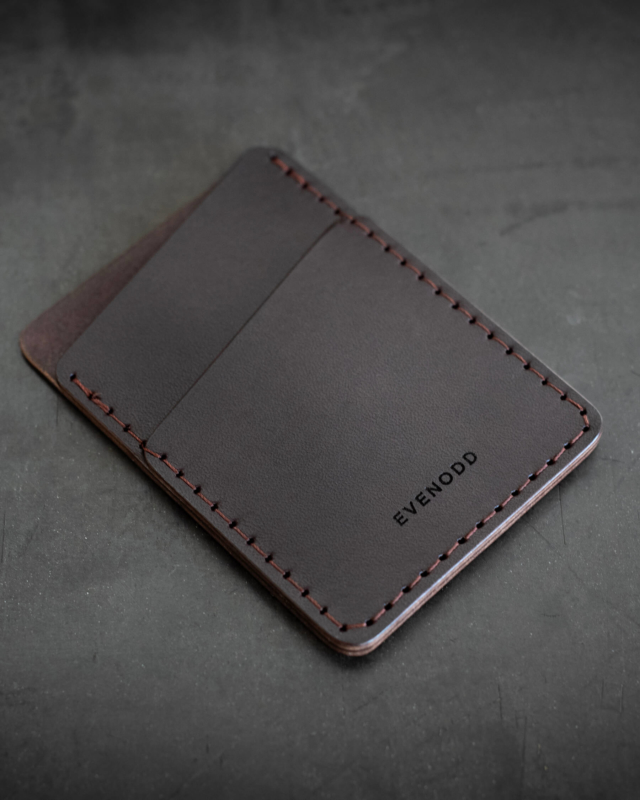 Leather Slim Card Wallet Brown