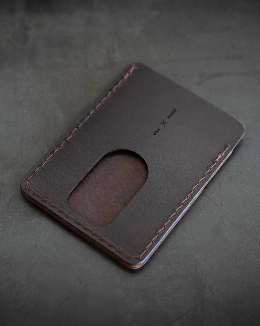 Leather Slim Card Wallet Brown