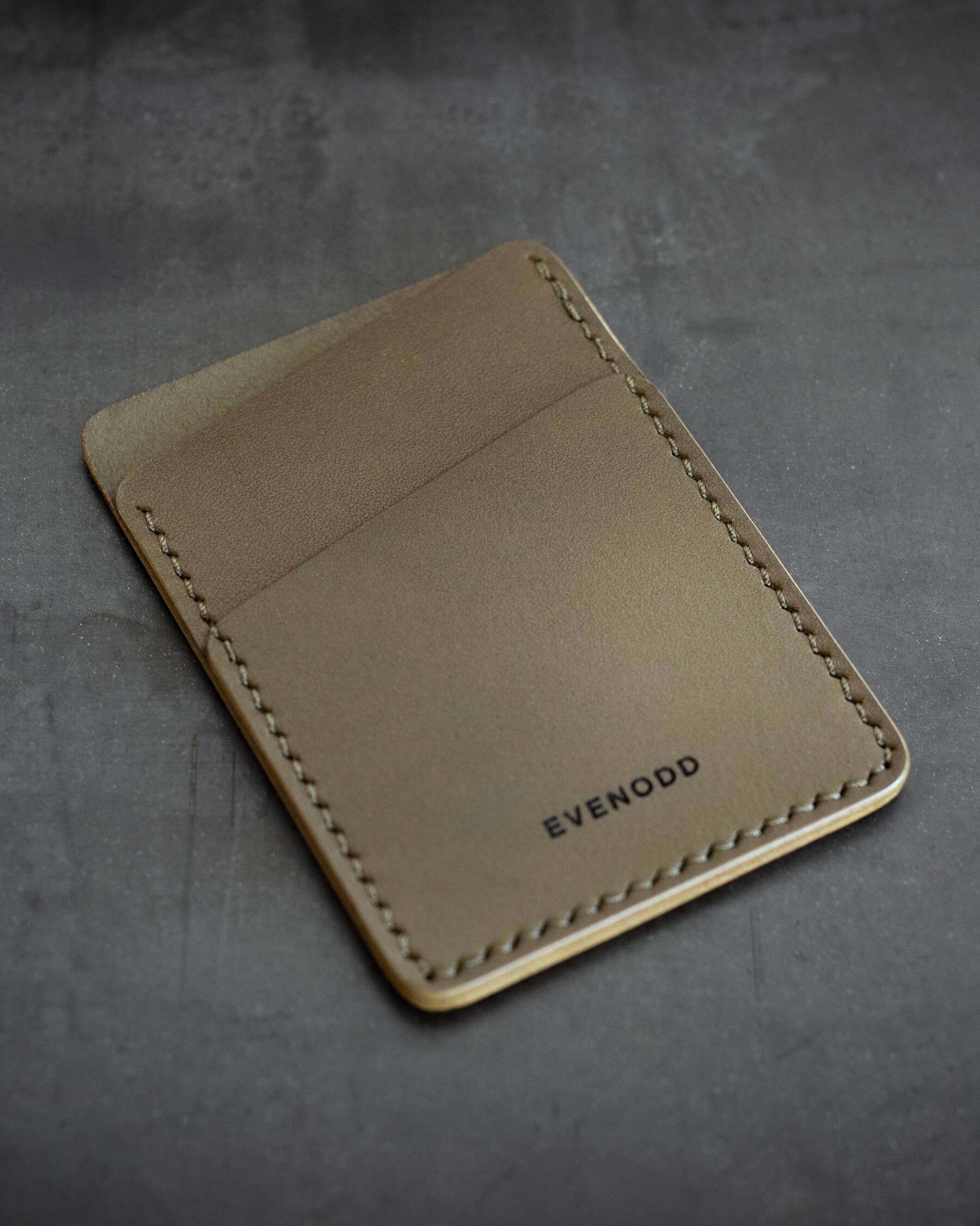 Leather Vertical Slim Wallet - Tan - EvenOdd