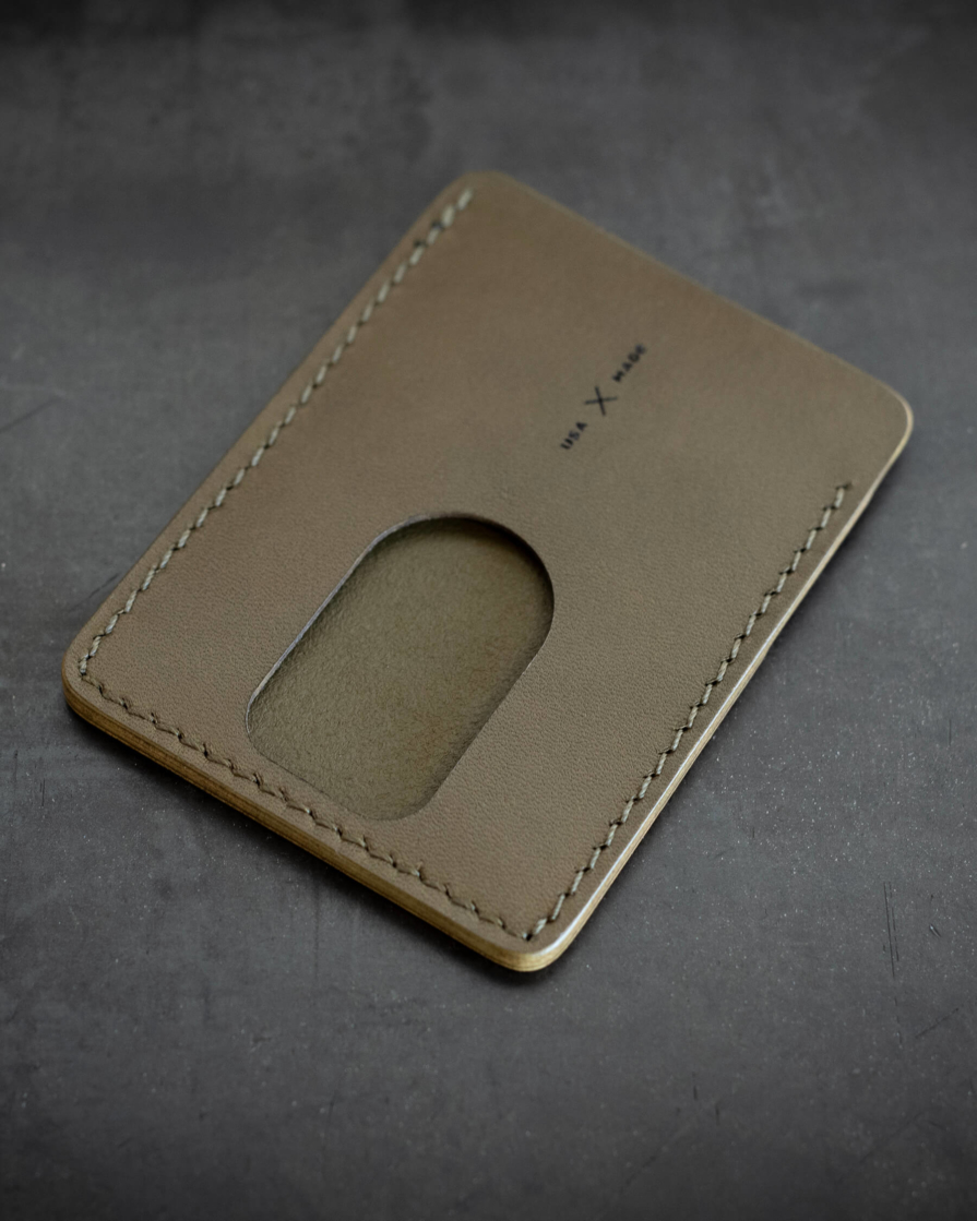 Leather Slim Card Wallet Olive