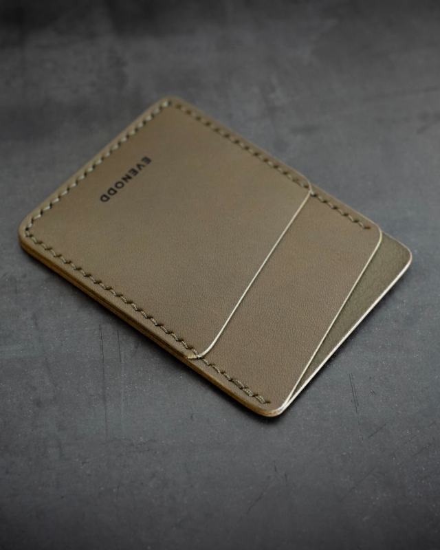 Leather Slim Card Wallet Olive