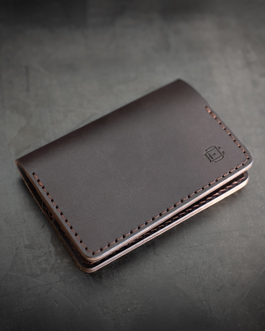 Leather Mini Bifold Wallet Brown