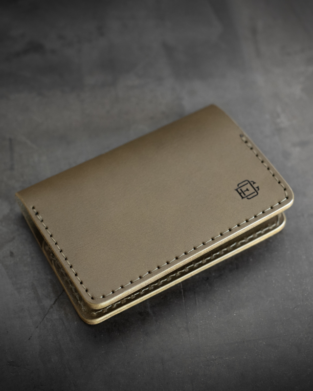 Leather Mini Bifold Wallet Olive