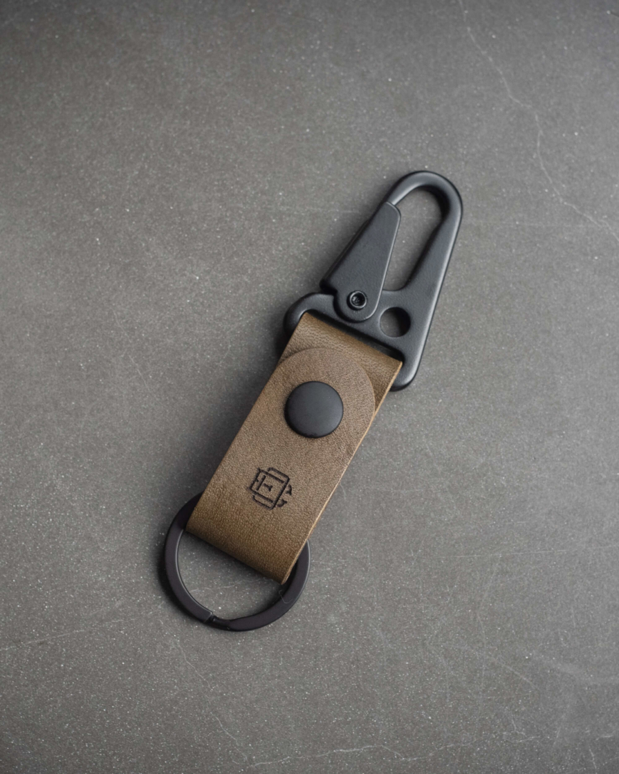 leather keychain in olive