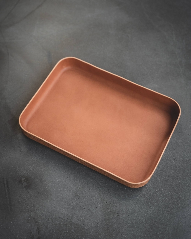 tan leather valet tray