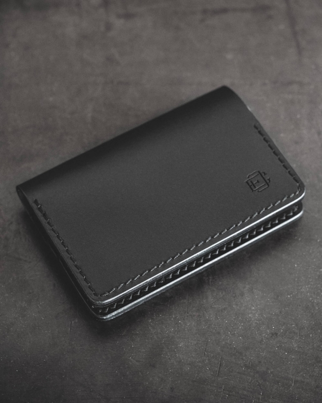 Black Leather Bifold Card Wallet