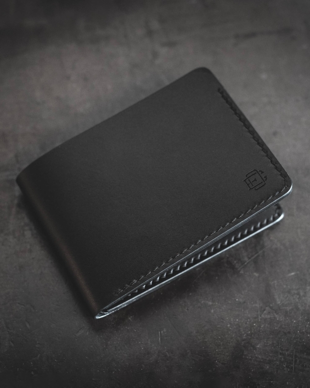 full sized billfold wallet in black leather