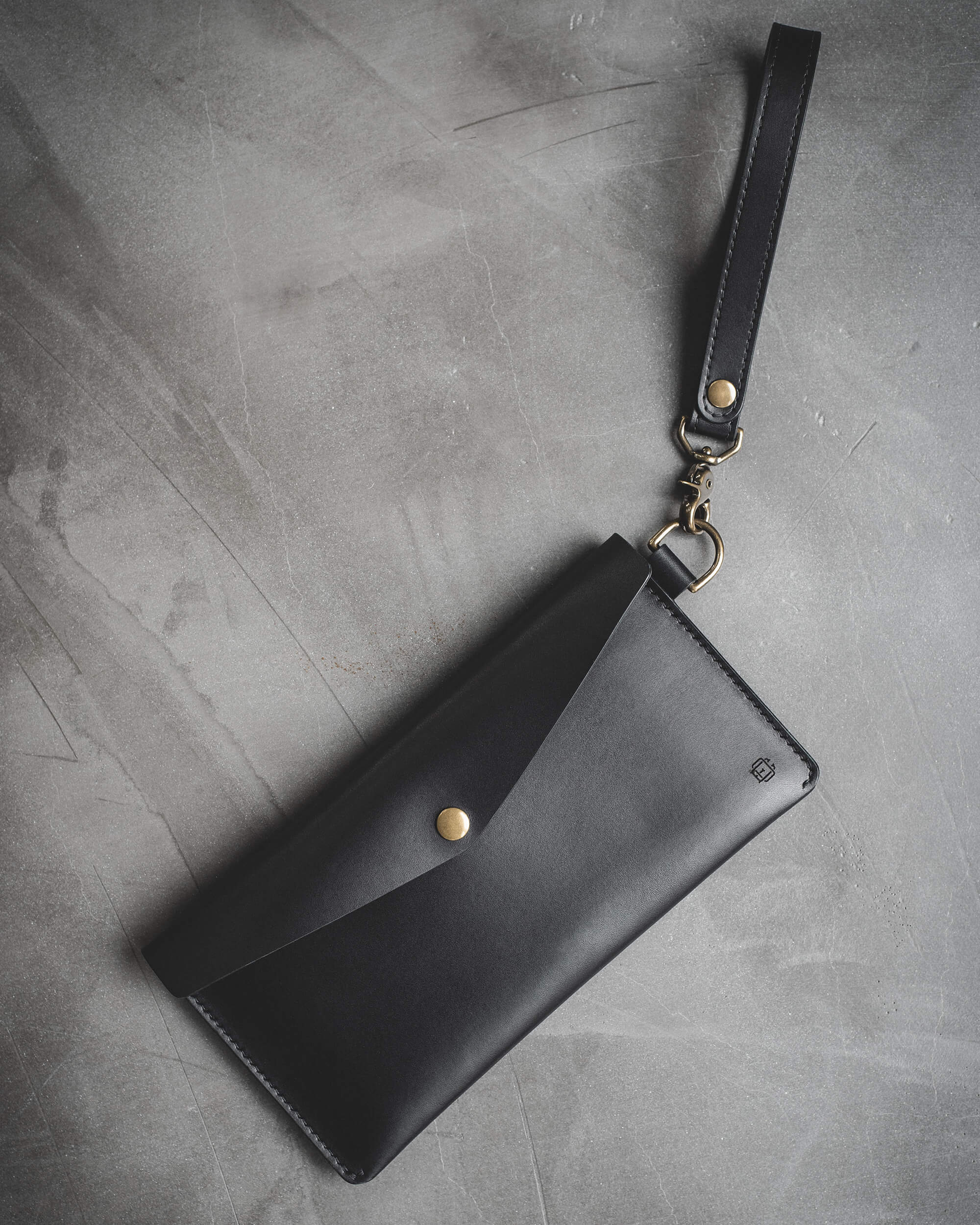 Leather Envelope Clutch - Black - EvenOdd