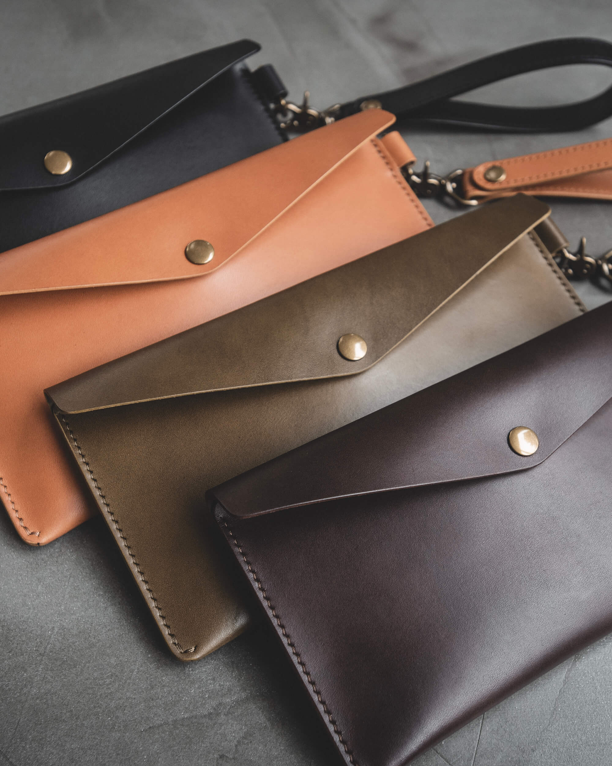 Leather Envelope Clutch - Tan