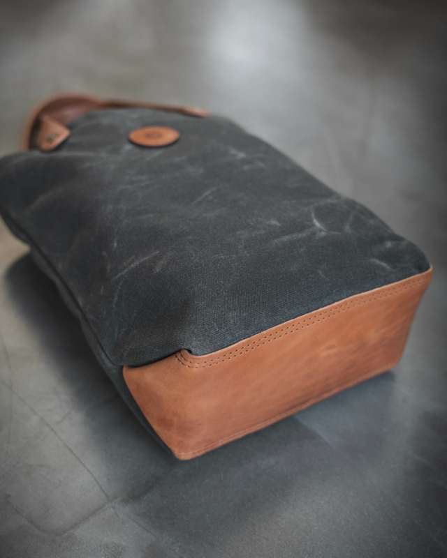 Leather and Waxed Canvas Wine Bottle Tote Bag