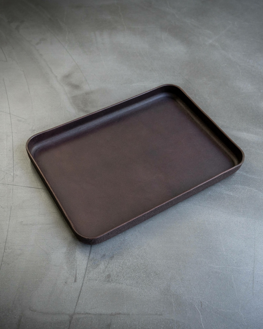 Dark brown leather valet tray