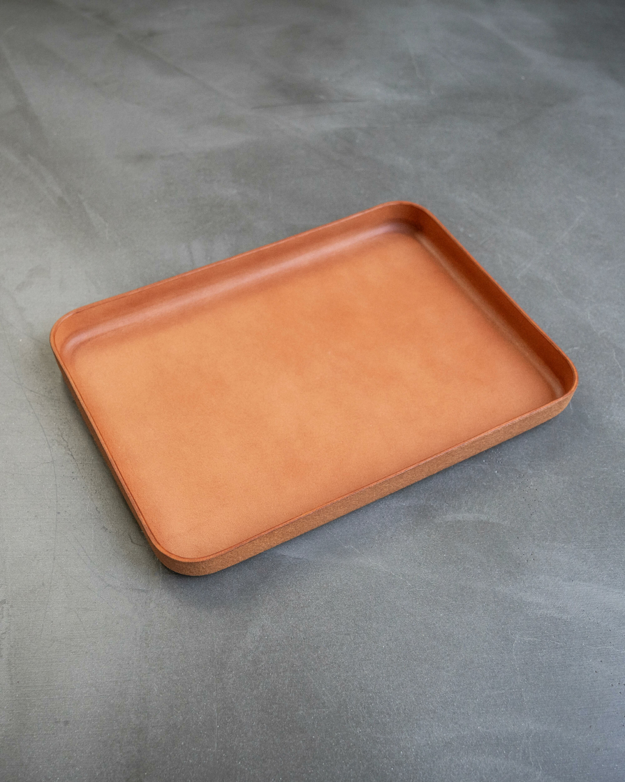 Tan leather valet tray
