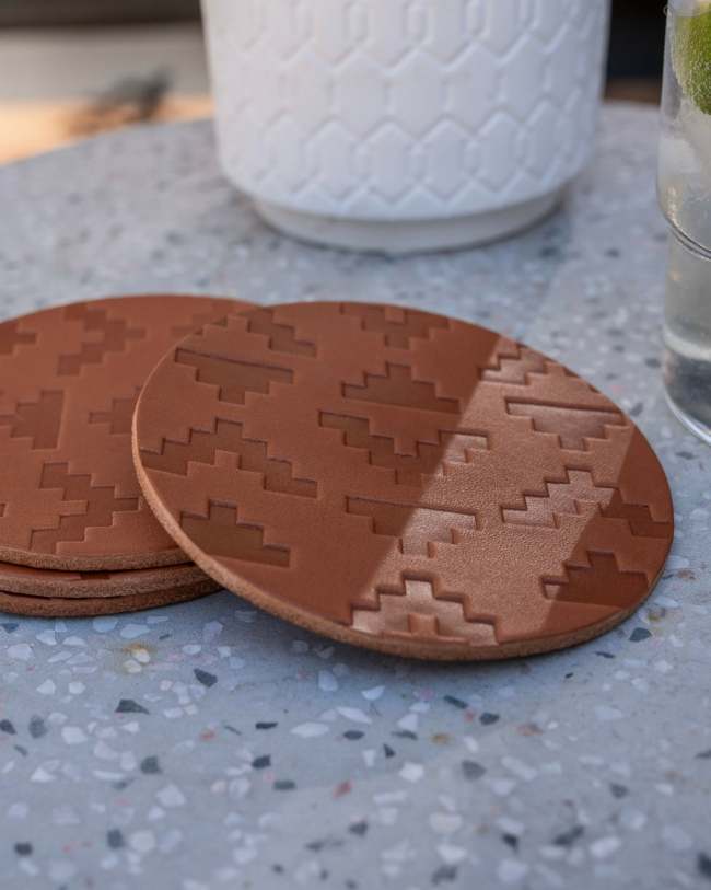 southwestern leather coasters