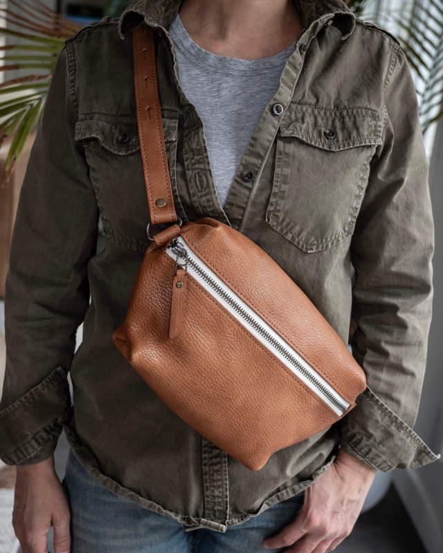 Brown Leather Waist Pack / Sling Bag