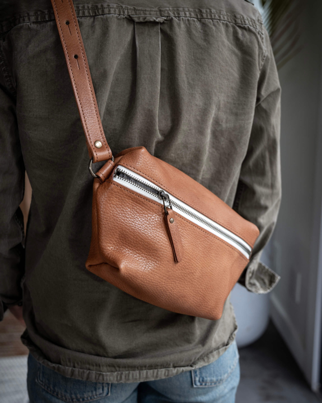 Brown Leather Waist Pack / Sling Bag