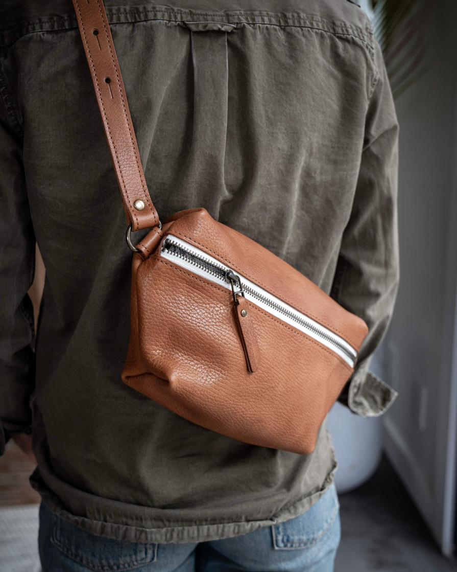 Brown Leather Waist Pack / Sling Bag