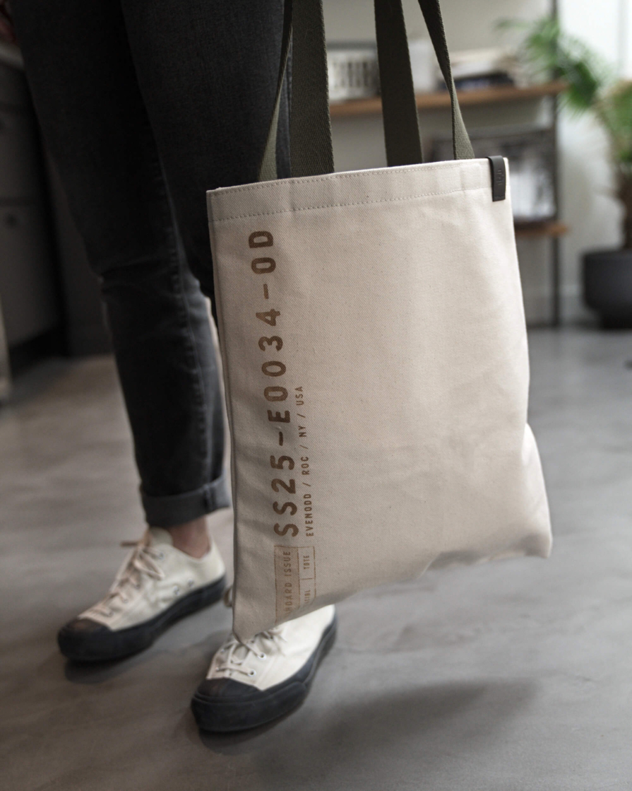 Canvas Tote Bag with Olive straps
