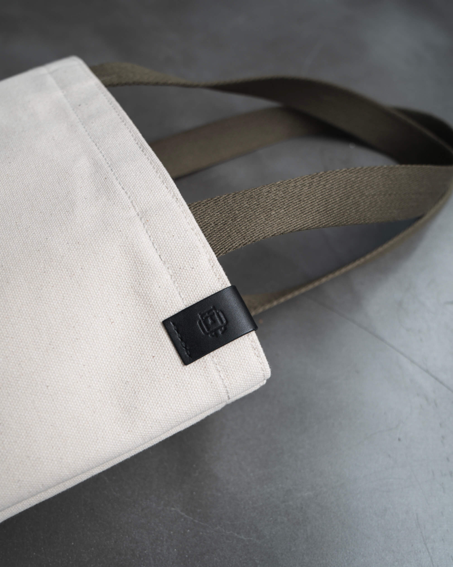 Canvas Tote Bag with Olive straps