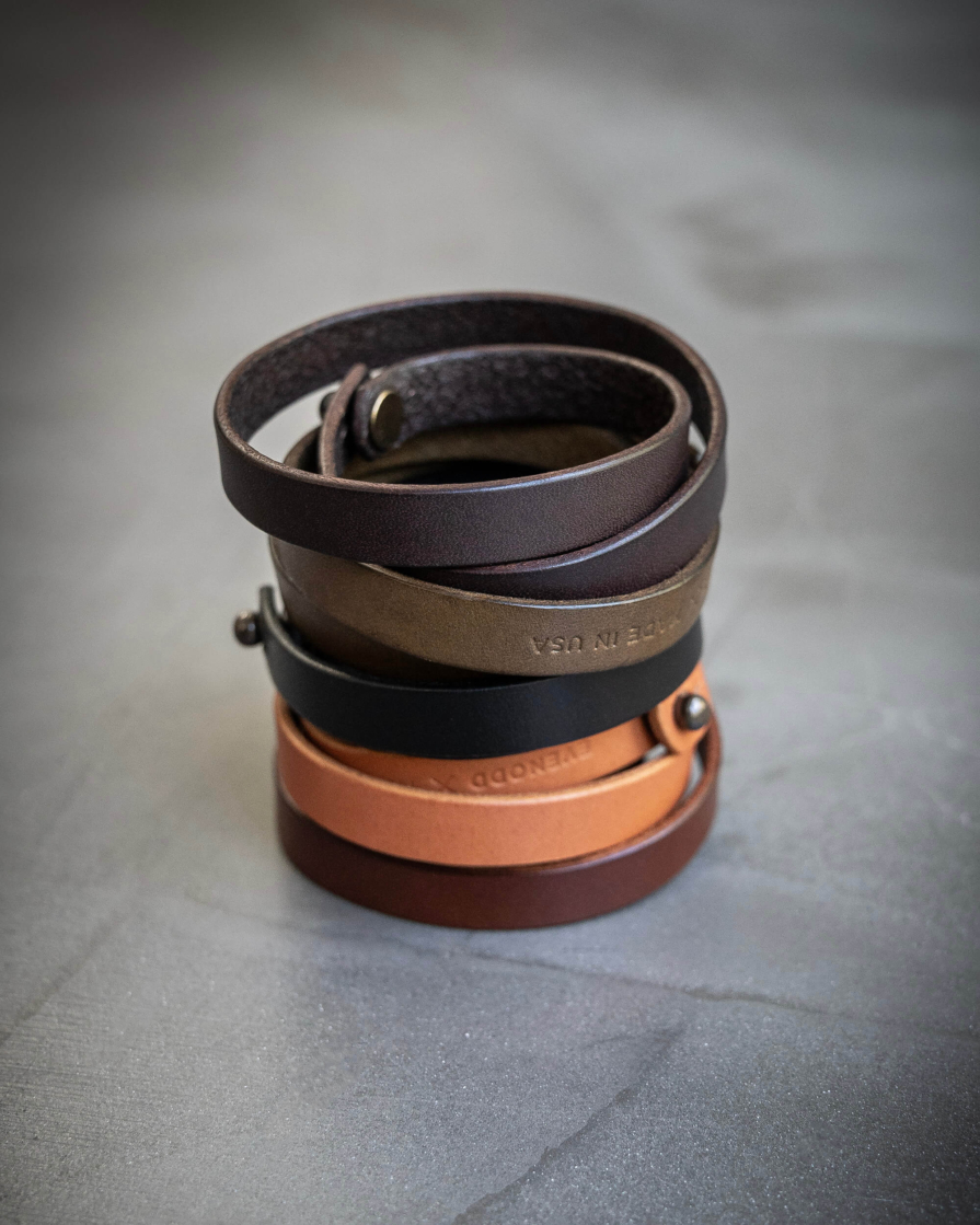 Leather Double Wrap Wrist Cuff - Image 2